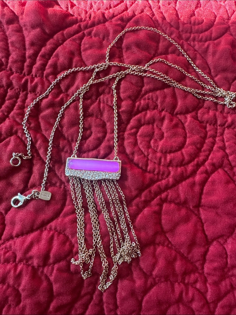 Alexis Bittar Pink Bar Fringe Pendant Necklace